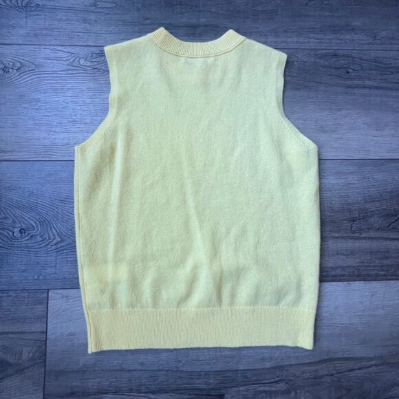 Madewell 100% Recycled Cashmere Crew Neck Yellow Preppy Sweater Vest Scholar - Picture 2 of 4
